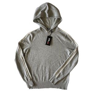 NWT RLX Cashmere Ralph Lauren Washable Hoodie Grey Sweater Stripes Pullover New